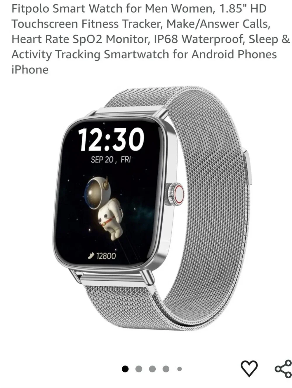 BNIB Silver Smartwatch with Mesh Band - 1.85